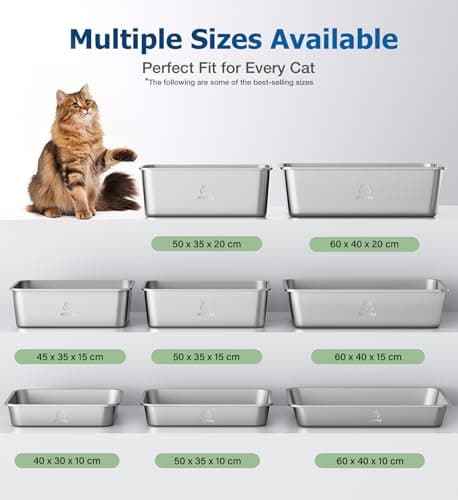 Bac Litiere en INOX pour Grands Chats, Chatons et Lapins - Litiere Toilette Anti-Adhérent et Anti-Odeurs
Bac à Litière e