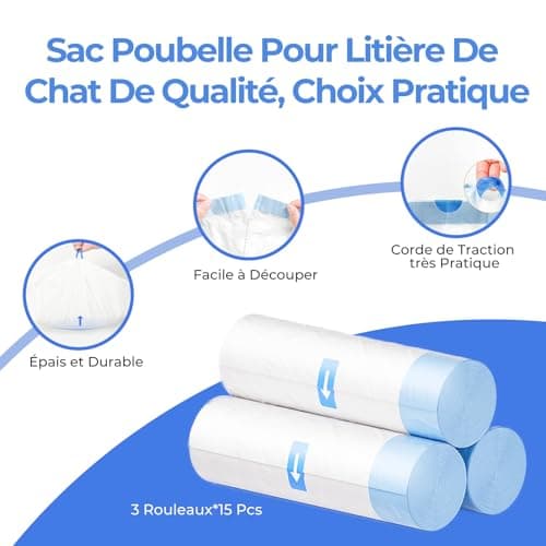 Amicura Litiere Chat Autonettoyante - 45 Pièces de Sac Litiere pour Cura 2 Bac à Litter Automatic, Biodégradables Durabl