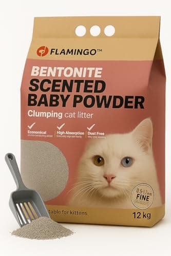 Litère pour chats Flamingo, granulés de charbon, parfum neutre, douce pour les pattes, 5L pour 6 semaines, neutralise le — 12KG pour 10 SEMAINES Europe