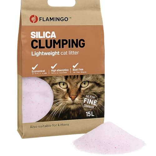 Litère pour chats Flamingo, granulés de charbon, parfum neutre, douce pour les pattes, 5L pour 6 semaines, neutralise le — Rose