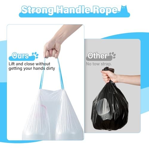 NathrBTV 60 sacs litière chat biodégradables 58 x 35 cm résistants à la déchirure etanches aux liquides pour chats