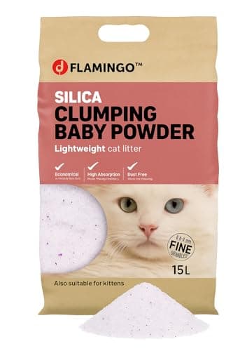 Litère pour chats Flamingo, granulés de charbon, parfum neutre, douce pour les pattes, 5L pour 6 semaines, neutralise le — Blanc