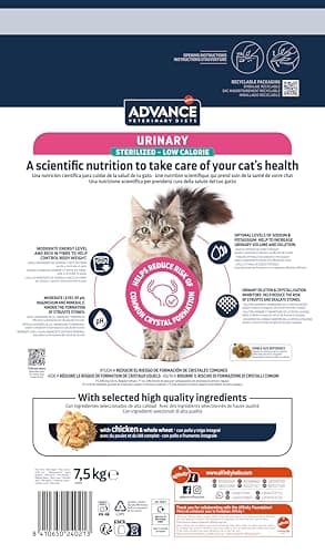**Advance Veterinary Diets Métabolisme Urinaire Croquettes pour Chats 7,5 kg – Perte de poids & Santé Urinaire (Sac de 1