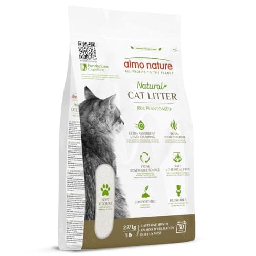 Almo nature - Litière pour chat naturelle --chatons et chats adults- toilettes intérieures--absorbante et sans allergène — Blanc