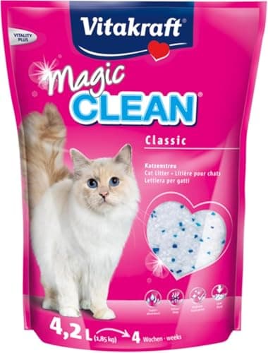 Vitakraft Litière Non Agglomérante Antibactérienne pour Chat, Perles Minérales Très Peu Poussiéreuses, Dure 8 Semaines ( — jaune