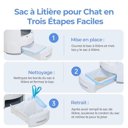 Amicura Litiere Chat Autonettoyante - 45 Pièces de Sac Litiere pour Cura 2 Bac à Litter Automatic, Biodégradables Durabl