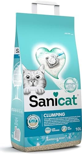 Sanicat - Litière agglomérante parfum savon de Marseille | Composée de minéraux naturels avec contrôle des odeurs garant