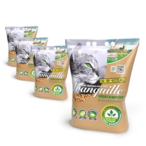 **TRANQUILLE Litière végétale écologique agglomérante 4 L - Pack de 4 pour chats**