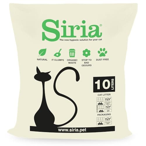 Siria Litière pour Chats Végétale et Agglomérante - 6 x 10 L - Naturelle sans Odeur