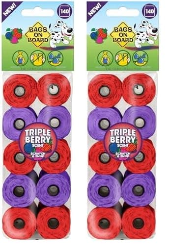 Bags On Board Rechargeable Triple Berry Scented Dog Poop Bags 140 Count Refill Pack for Pet Owners - Eco-Friendly Degrea — Parfum Tiple Berry