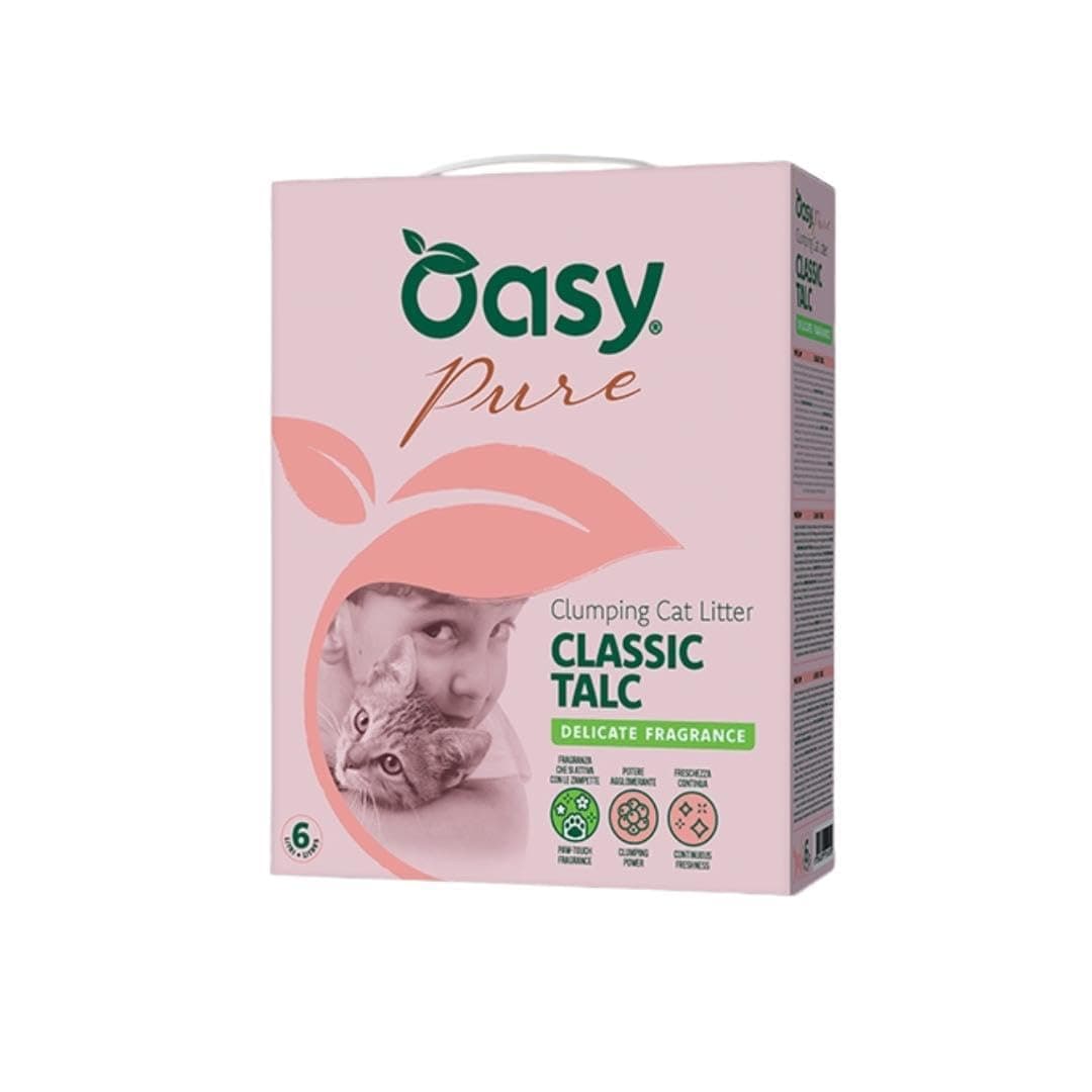 Оasy Litière pour chats Super Agglomérante, 6 Litres, Parfum Talco, Idéale pour tous les chats