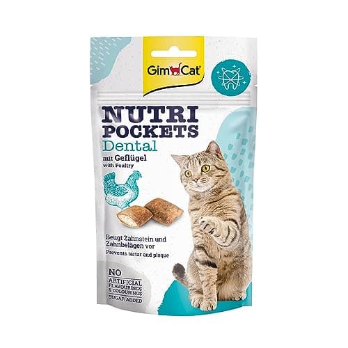 GimCat Nutri Pockets Dental Snacks Croquants pour Chats | Farce Crémeuse & Ingrédients Functionnels | 1 Sachet (1-60g)