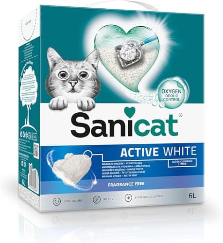 Sanicat Litière Ultra Agglomérante 6L - Oxygène, Sans Odeur, Élimine les Bactéries