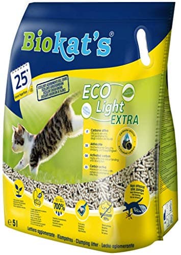 Biokat's EcoLight Extra Litière 5 l pour chat durant la nuit et matinée, écologique et facilitateur du nettoyage
