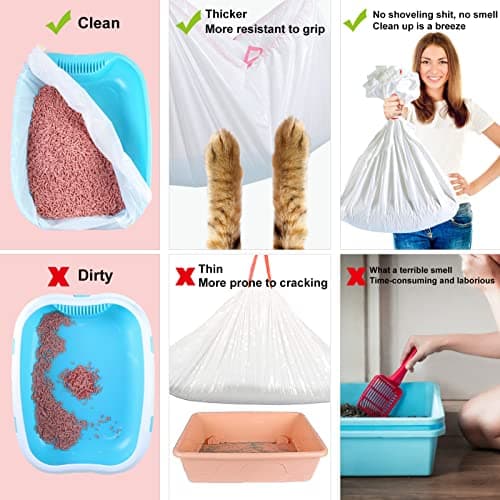 Sac Litiere Chat Durable et RéSistant Sac à Litiere Pour Chat Moyenne et Grande Taille (78,7 × 43,1 Cm) Avec Cordons