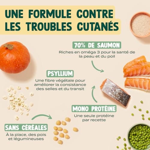 Franklin - Croquettes pour Chat Stérilisé Peau et Pelage - 70% Saumon - Sans Céréales - Hypoallergénique - 1 kg