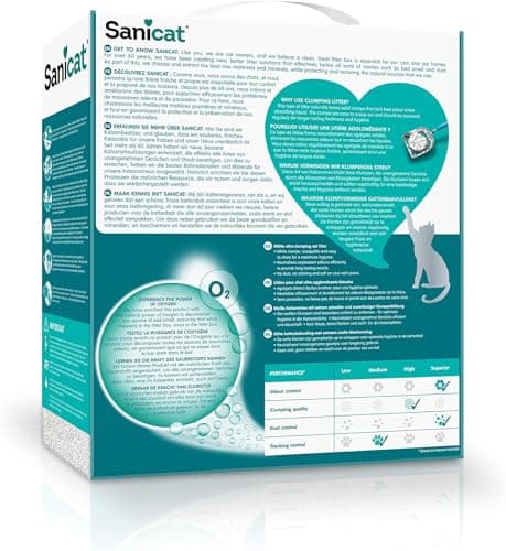 Sanicat Litière Ultra Agglomérante 6L - Oxygène, Sans Odeur, Élimine les Bactéries