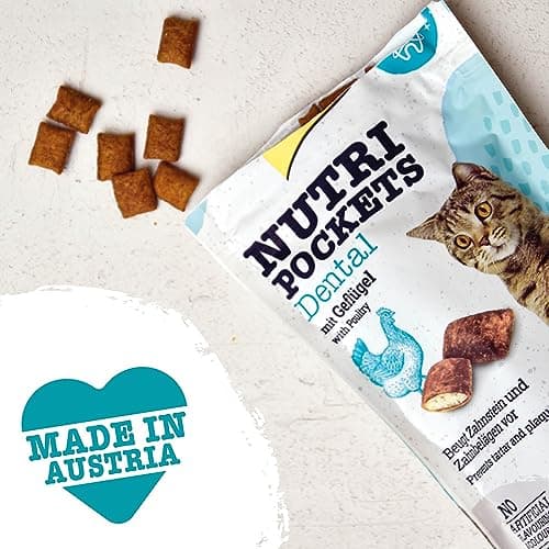 GimCat Nutri Pockets Dental Snacks Croquants pour Chats | Farce Crémeuse & Ingrédients Functionnels | 1 Sachet (1-60g)