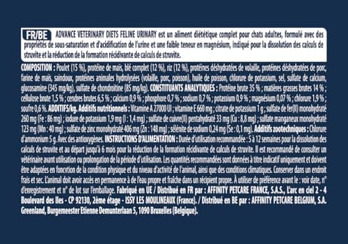 Advance Veterinary Diets Urinaire Croquettes pour Chats - Protection de l'Appareil Urinaire - 8kg