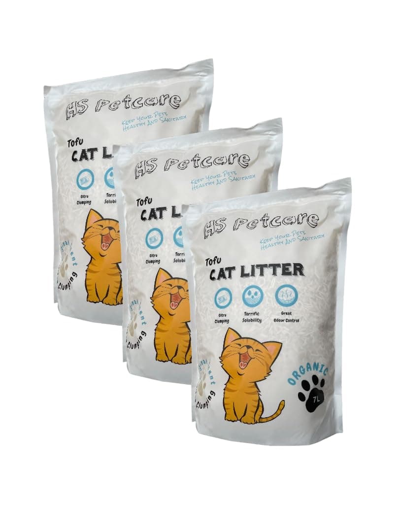 HS Petcare Litière Agglomérante Biologique Naturelle pour Chat - Contrôle des Odeurs Agglomérantes - Sans Poussière