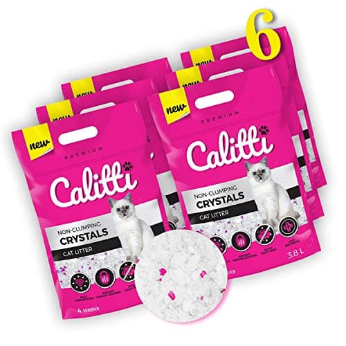Calitti - Litière pour chat en silicate Premium Crystals | Sable antibactérien pour chat | Adoctriné et sûre pour tous l