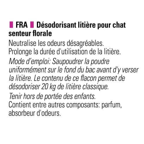 VERSELE-LAGA Désodorisant Litière Chat - Parfum de Fleurs - Neutralise Les Odeurs - 750g