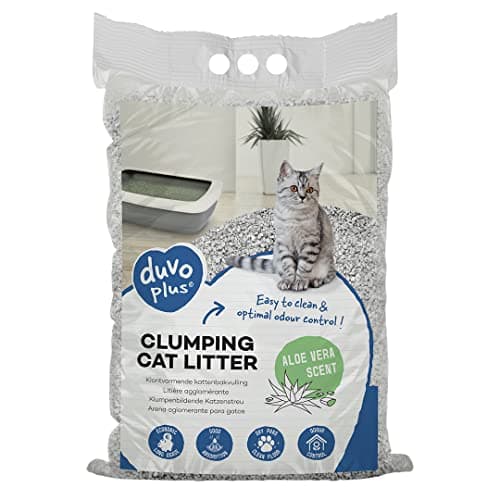 Litière agglomérante Aloé Vera 100% bentonite, granulé fin et naturel, 12 kilos pour pattes propres et odeurs neutralisé