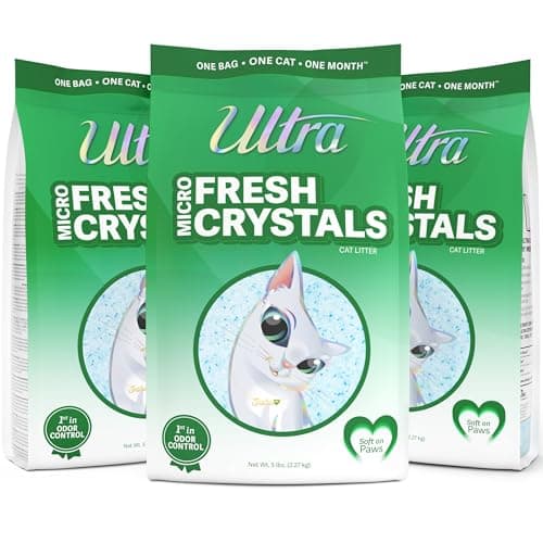 Ultra Fresh Scented Micro Crystals Lot de 3 pour Chat | Sans Poussière 99,9% | Douce pour Les Pattes | 6,8 kg Total (3 P
