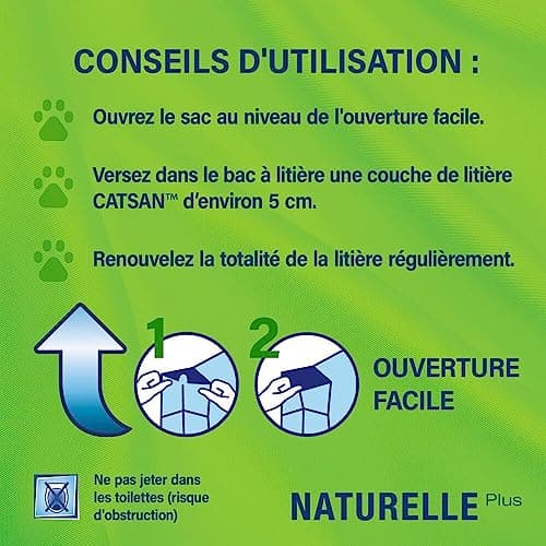 CATSAN Naturelle Plus - Litière Végétale Non-Agglomérante Pour Chat - Sac de 10L, 100% Compostable - Écocéane