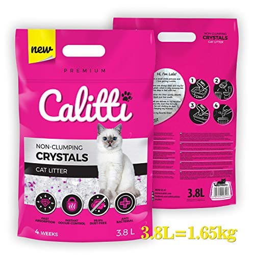 Calitti - Litière pour chat en silicate Premium Crystals | Sable antibactérien pour chat | Adoctriné et sûre pour tous l
