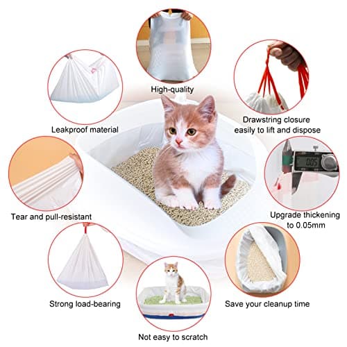 Sac Litiere Chat Durable et RéSistant Sac à Litiere Pour Chat Moyenne et Grande Taille (78,7 × 43,1 Cm) Avec Cordons