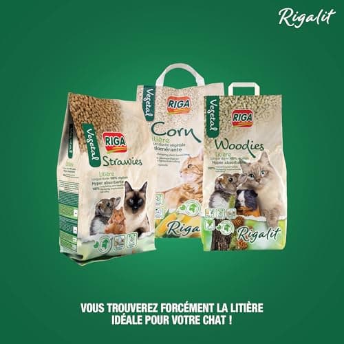 RIGA - Rigalit Woodies - Litière Écologique pour Chat et Rongeurs - Fibre De Bois - Neutralise Odeurs et Bactéries - Dur
