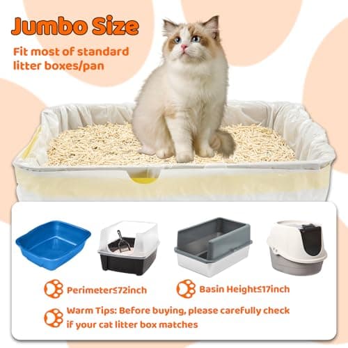 Sacs à litière Jumbo pour Chat - Résistants aux déchirures - 2,5 mm d'épaisseur - Durable - Lot de 50 - 91,4 x 45,7 cm -