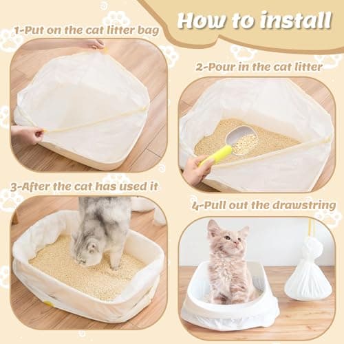 Lot de 20 sacs à litière pour chat - Durable et étanche aux liquides - Pour un changement facile de la litière - Appropr