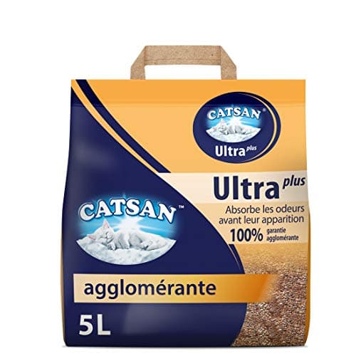 CATSAN Litière minérale agglomérante pour chat pratique et odorante, 3 sacs de 5L