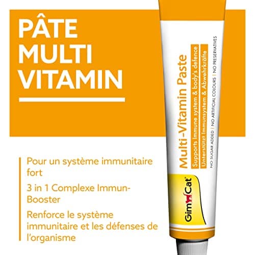 GimCat Pâte Multi-Vitamin pour Chats - Bon pour la Santé, Stimule les Défenses Immunitaires et Renforce le Système Immun