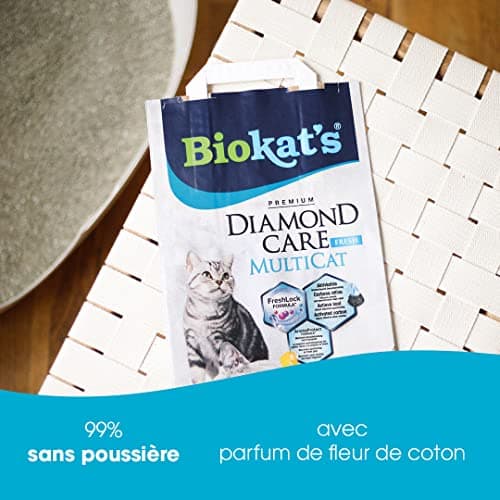 Litière fine à charbon actif Biokat Diamond Care Multicat Fresh - 1 sac