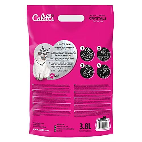 Calitti - Litière pour chat en silicate Premium Crystals | Sable antibactérien pour chat | Adoctriné et sûre pour tous l
