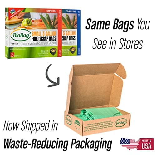 BioBag - Lot de 100 sacs alimentaires compostables pour cuisine, idéal pour la maison, salle de mange, compostage facile