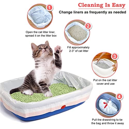Sac Litiere Chat Durable et RéSistant Sac à Litiere Pour Chat Moyenne et Grande Taille (78,7 × 43,1 Cm) Avec Cordons