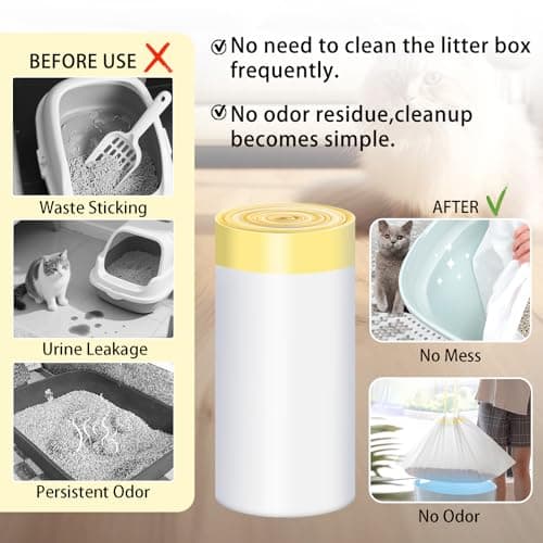 Sac à Litière pour Chat 30 Pièces Forte Capacité Résistant à La Déchirure 940*457MM Anti-Fuite Cordon de Serrage