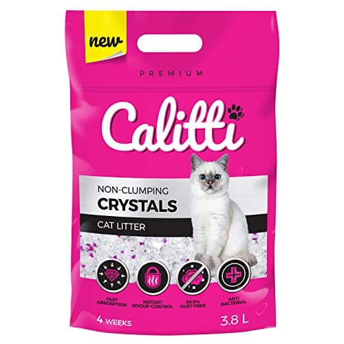 Calitti - Litière pour chat en silicate Premium Crystals | Sable antibactérien pour chat | Adoctriné et sûre pour tous l