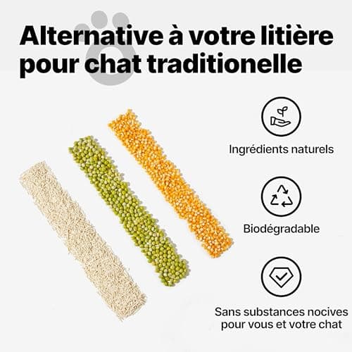 Litière pour Chat Tofu - Agglomérante, d’Origine Végétale avec Cosses de Pois, 1 x 3,6 kg<br>
Litière pour Chat Tofu - B
