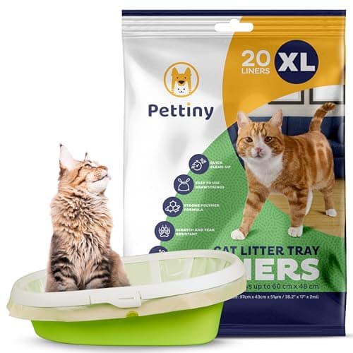 Pettiny 20 Sacs XL à Litière pour Chat | Résistants aux Griffures | Grande Taille | Bac à Litière | 20 Sacs XL | Grande