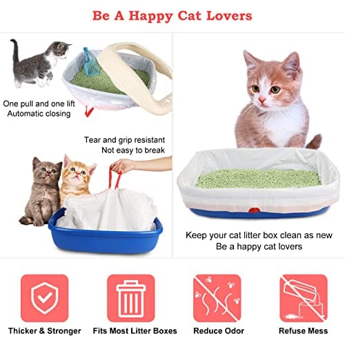 Sac Litiere Chat Durable et RéSistant Sac à Litiere Pour Chat Moyenne et Grande Taille (78,7 × 43,1 Cm) Avec Cordons