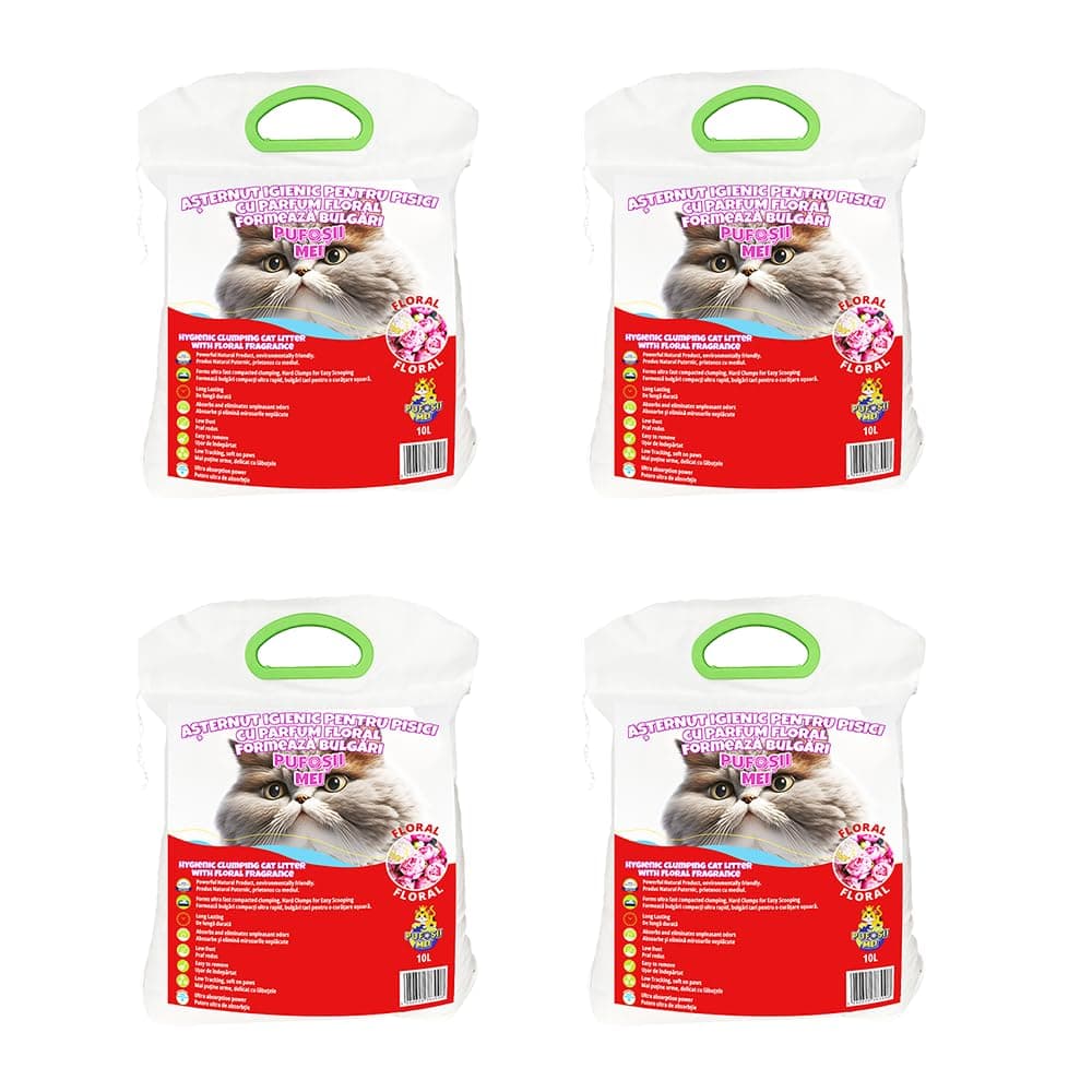 Pufoșii Mei Litière agglomérante hygiénique deodorizing pour chat (4 x 10 L economy pack)