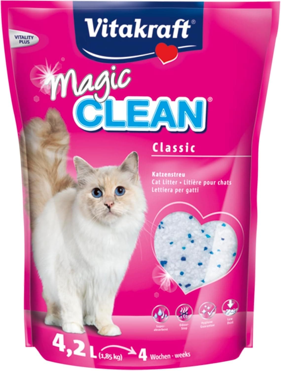 Vitakraft Magic Clean Litière silice 4 semaines pour Chat - 4,2L
