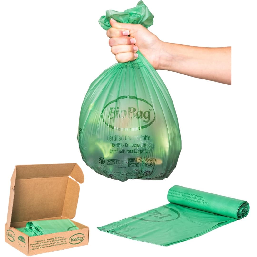 BioBag - Lot de 100 sacs alimentaires compostables pour cuisine, idéal pour la maison, salle de mange, compostage facile