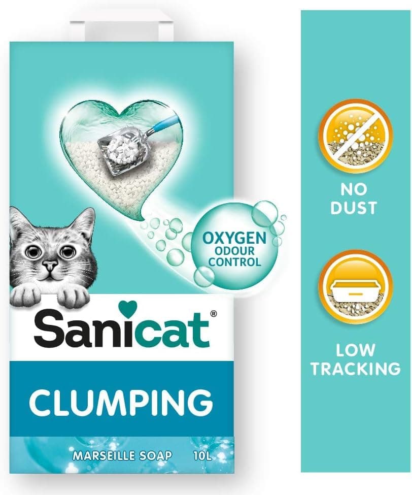 Sanicat - Litière agglomérante parfum savon de Marseille | Composée de minéraux naturels avec contrôle des odeurs garant