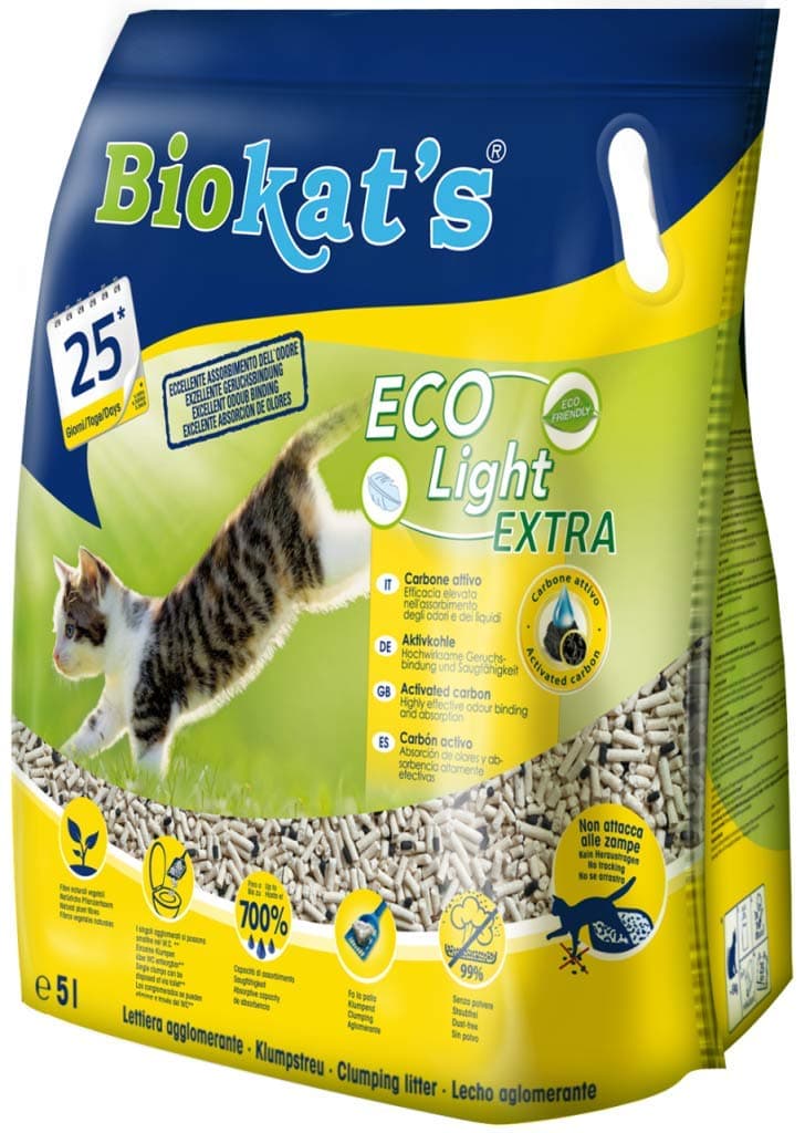 Biokat's EcoLight Extra Litière 5 l pour chat durant la nuit et matinée, écologique et facilitateur du nettoyage